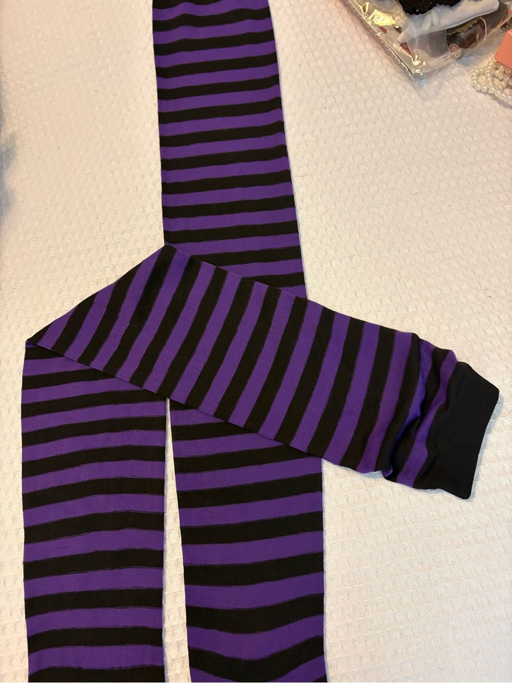 Black and Purple Striped Leggings